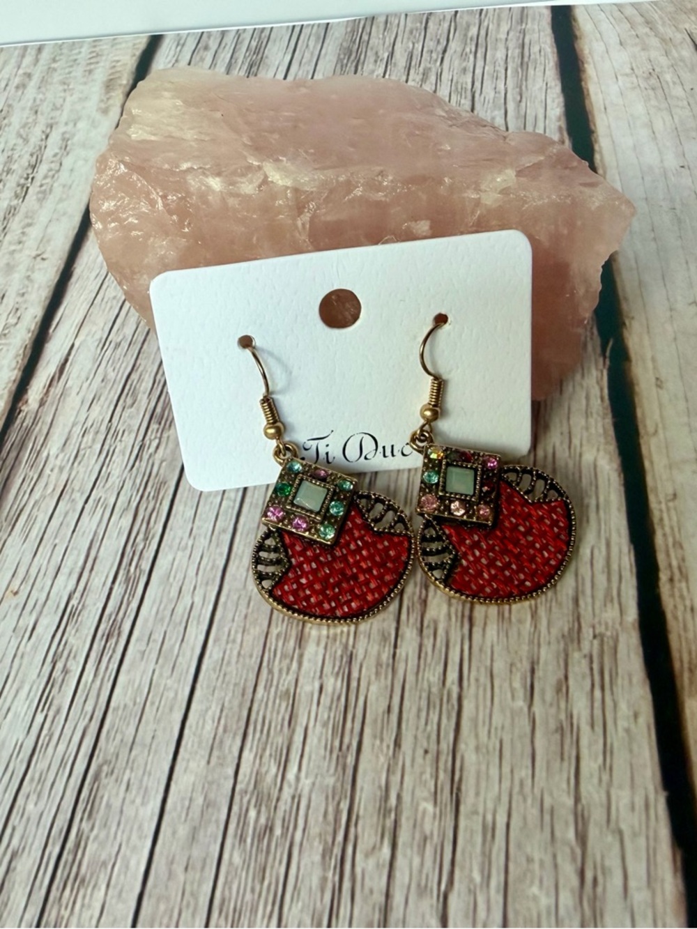 Red and Multicolor Drop Earrings